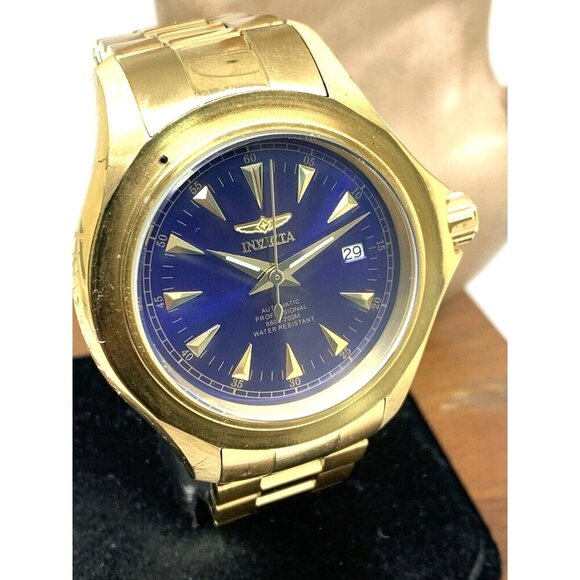 Invicta Men's Watch 2305 Pro Diver Automatic Blue Dial Gold MISSING THE BEZEL - Picture 13 of 14